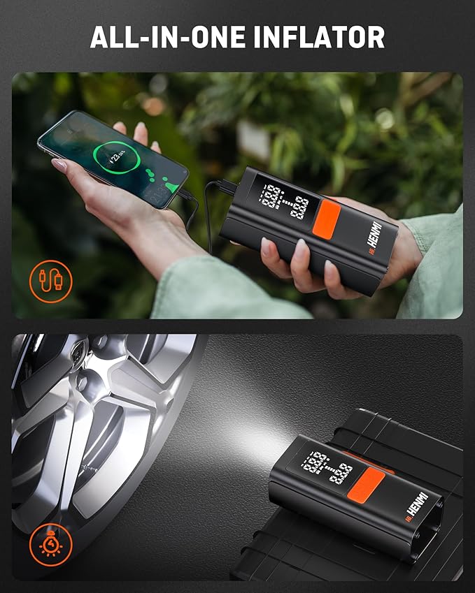 Tire Inflator Portable Air Compressor,Car Tire Air Pump Portable with Digital Pressure Gauge,18000mAh and 170 PSI Bike Tire Pump,Electric Air Pump for Motorcycle Tires,Bicycle Tires and Balls