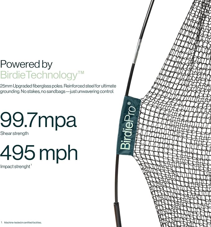 BirdiePro® - American Pro Golf Practice Net – 10x7ft Heavy Duty Golf Hitting Net with EchoShield™ Target & FlexWeave™ Net - Indoor Outdoor Training Backyard, Garage Complete Set with Mat, Balls & Cap