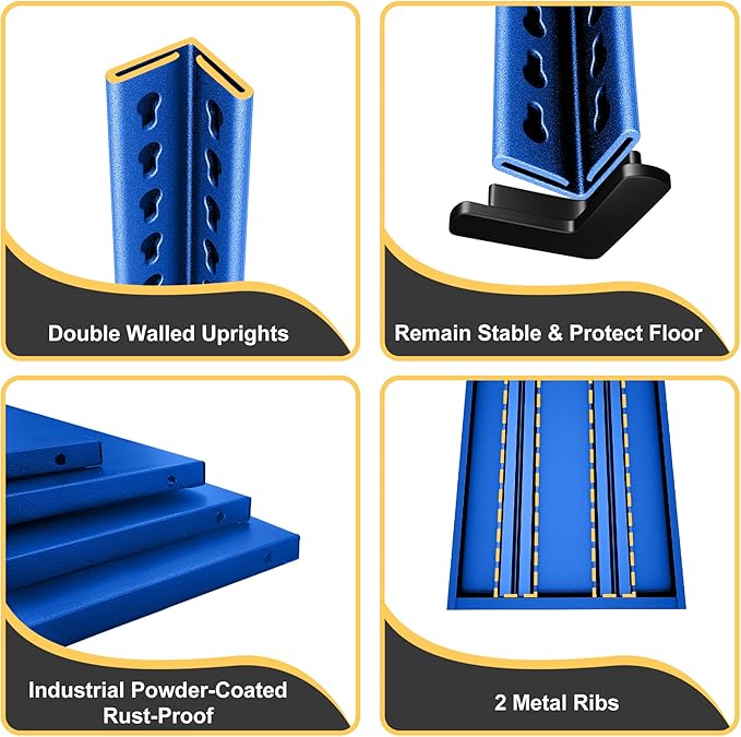 40" W Garage Shelving Heavy Duty，1000LBS Loads Adjustable Garage Storage Shelves,2-Tier Metal Storage Racks and Shelving Units, Utility Rack Shelves,40”W x 18”D x 72”H,Blue
