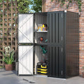 AECOJOY Outdoor Storage Cabinet Waterproof with Shelves, Dark Grey Lockable Vertical Outdoor Cabineyt, Large Storage Shed Tall Weatherproof Outdoor Cabinets Garden Sheds & Outdoor Storage Clearance