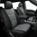 AOMSAZTO Front Seat Covers for Ford F150 XL XLT: 2015-2024 SuperCrew & F250 F350 F450 2017-2024 Super Duty Crew Cab XL XLT Faux Leather Full Set Seat Cover (Black + Grey, 2PCS Front)