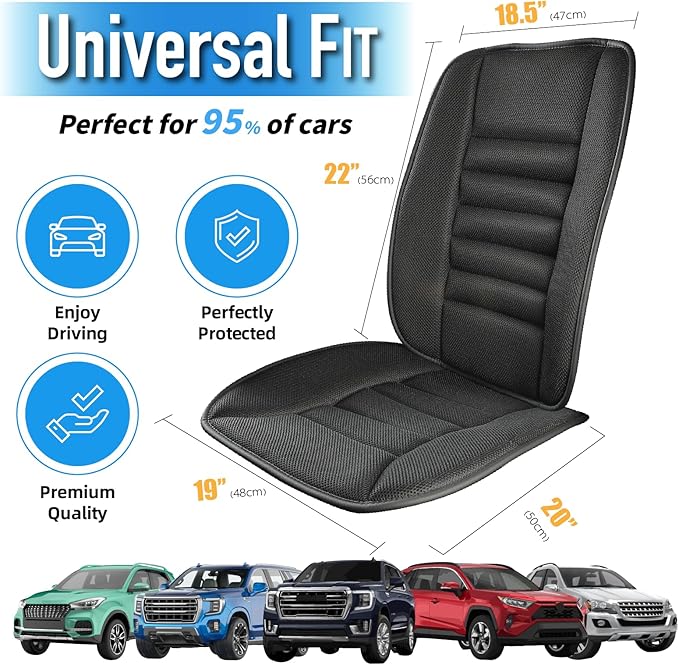 Car Seat Cushion with Back Support Pillow, Comfy Lumbar Support & Seat Cushion, Memory Foam Driving Pillow for Back-Sciatica Pain Relief, Auto Pad Suitable for Car, Truck, SUV - 4D Mesh Black