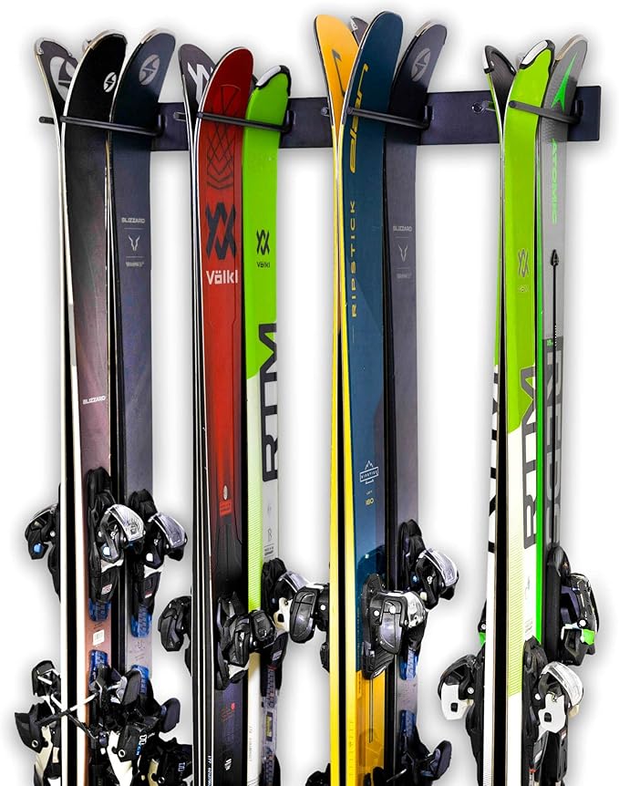 StoreYourBoard Ski Wall Storage Rack – Ski Rack Wall Mount Holds 8 Pairs, Heavy-Duty Steel Ski Holders for Wall, Space-Saving Ski Rack for Garage & Home, Holds Up to 200 lbs