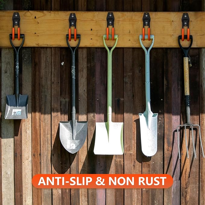 4 Pack 5.5x4.1 Inch Utility Steel Wall Mount Heavy Duty Garage Hooks with Anti-Slip Coating,Storage More Yard,Garden and Power Tools and for Hanging Hose,Ladder and Bike