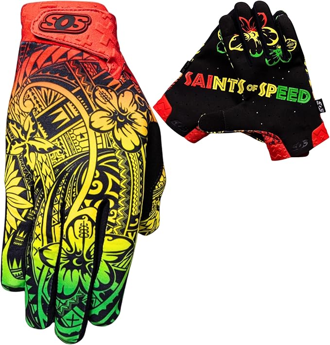 Saints of Speed Dirt Bike Gloves – Motocross, Mountain Bike, Motorcycle, BMX, Jetski, Sim, Karting, Airsoft, Paintball, Driving & Racing Bike Gloves + Phone & Touch Screen Capable