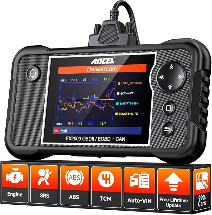ANCEL FX2000-US OBD2 Scanner Diagnostic Tool, ABS SRS Transmission Airbag Car Scanner, Check Engine Car Code Reader, Automotive Diagnostic Tool Lifetime Free Upgrade