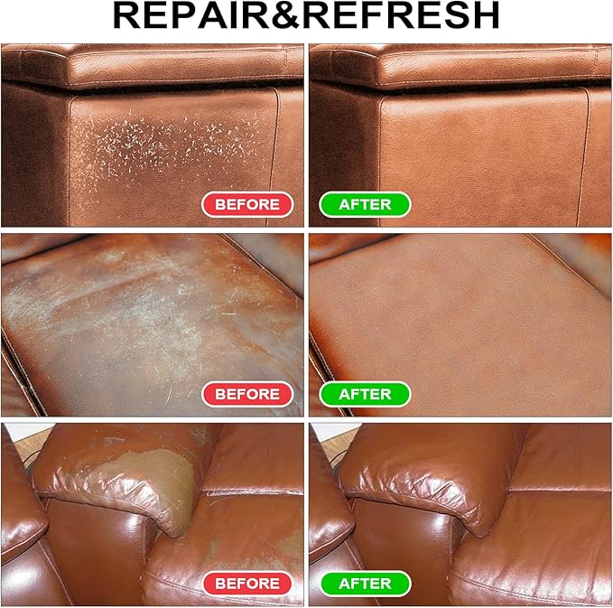 Leather Recoloring Balm,10oz Leather Color Restorer Leather Repair Kit for Furniture Car Leather Scratch Remover, Black Leather Color Restorer for Couches,Leather Dye Paint for Faded