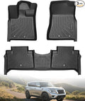 Icyhaws® for Nissan Armada/Infiniti QX80 2025 Floor Mats, All-Weather Protection Tech TPE Rubber Floor Liners Carpets Front/Rear Anti-Slip Tech Car Mats 1st and 2nd Row Automotive Accessories, 3 PCS