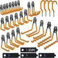 3-H Garage Wall Hooks 31 Pack, Garage Hooks Heavy Duty with Extra Welding Spots, Garage Organizer for Garden, Lawn, Yard Tools, Chairs, Ladders, Weed Eater, Shovel, Blower(Oranger)
