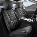 AOOG Front Seat Covers, Car Seat Covers Front Seats, Leather Seat Covers for Cars, Waterproof Seat Covers with Lumbar Support Universal Fit for Most Cars SUV Trucks(Front Pair, Black)