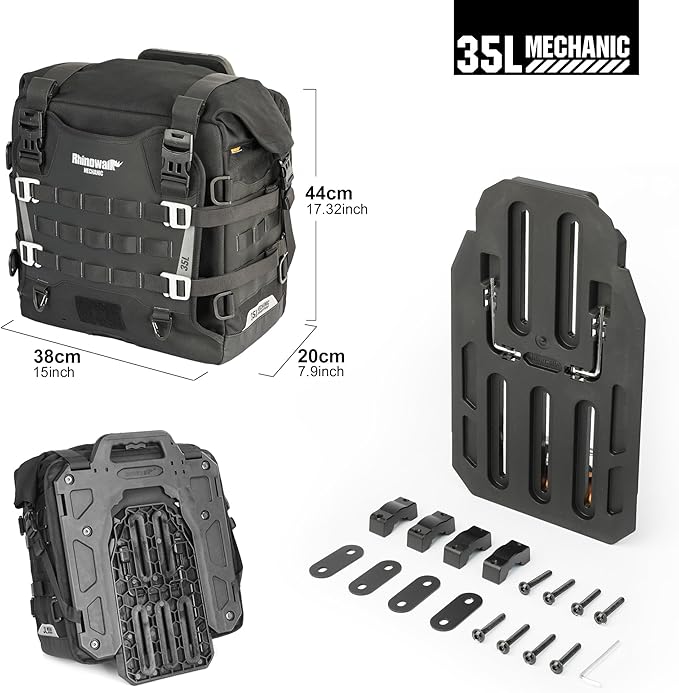 Rhinowalk Motorcycle Saddlebag 35L Waterproof, Quick Release Motorbike Side Bag, Universal Fit Motorcycle Side Bag (1-Piece)