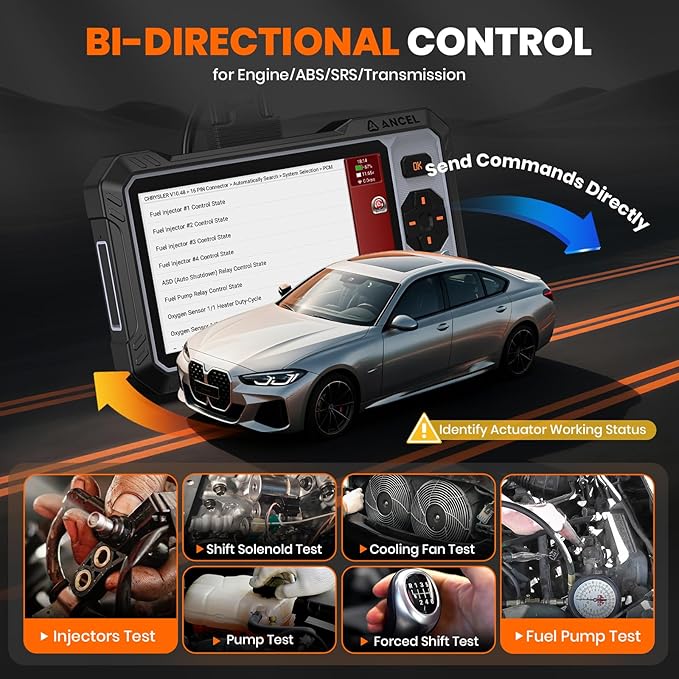 ANCEL OBD2 Scanner FX6000 Elite Bidirectional Scan Tool for ABS/SRS/Transmission/Enigne,7 Reset,Car Scanner with Active Test,Oil/Brake/SAS/Throttle/BMS Reset/ABS Bleeding/Gear Learning,FCA Support