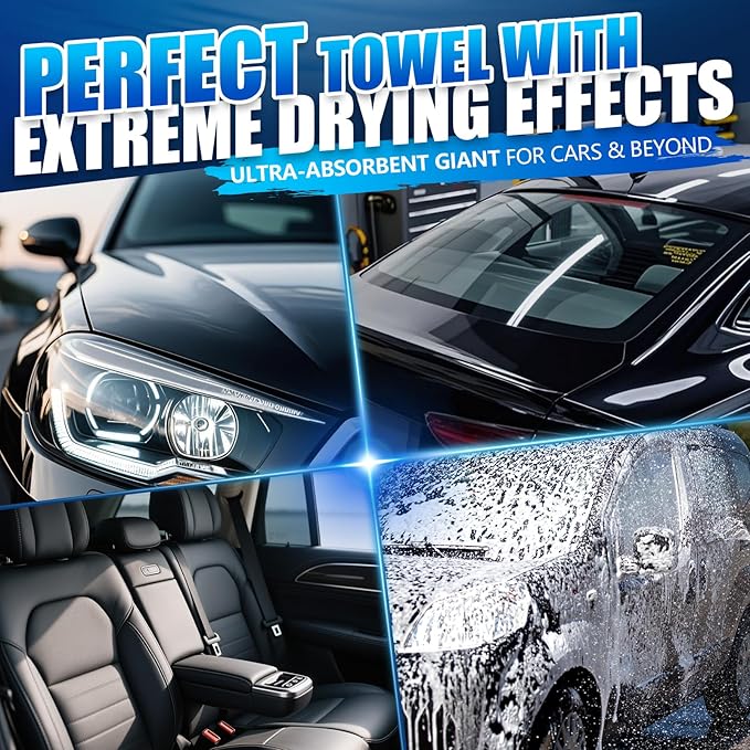 Airlab Microfiber Towels for Cars Wash Drying Super Absorbent Cleaning Cloth Auto Detailing Ultra Soft, Lint-Free, Streak-Free, 24 x 16 Inch, Pack of 1, Dark Grey, 1200 GSM