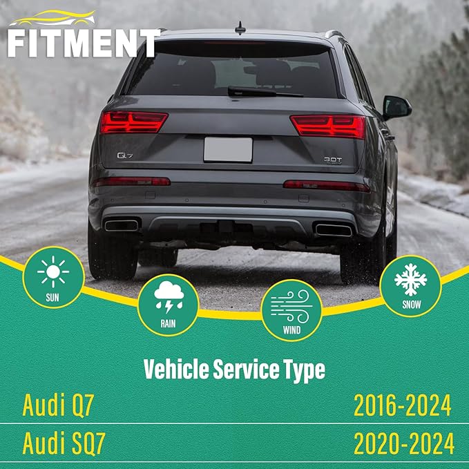 27" 20" 15" Windshield Wiper Blades Replacement for Audi Q7 SQ7 2016 2017 2018 2019 2020 2021 2022 2023 2024 Q 7 Premium All Weather Front Rear Wipers Set - OEM Quality (Pack of 3)