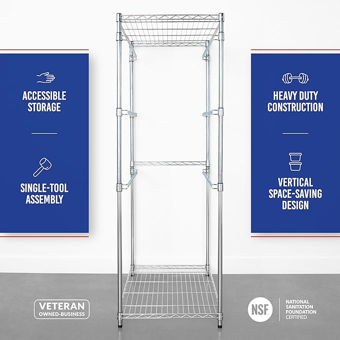 SafeRacks 5-Tier Steel Tote Rack WS-BR27 - Maximize Space, Declutter, NSF Certified, Bin Storage for Garage, Pantry, Kitchen, 31" x 23" x 68" (Silver, 1 Pack)