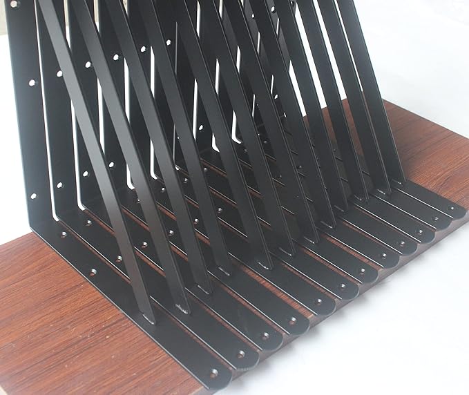 32 Pack L16 x H 10" Black Heavy Duty Shelf Brackets with Screws Metal Shelf Brackets Shelf Support Angle Brackets for Shelves L Brackets Heavy Duty Floating Shelf