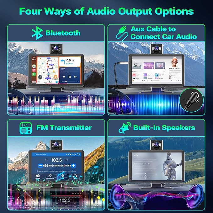 Carplay Screen for Car, 7" Portable Wireless Car Stereo for Apple Carplay & Android Auto,Touchscreen CarPlay Dash Cam,Audio Receivers W/Mirror Link/Rear Camera/Bluetooth/Navigation/AUX/Voice Control