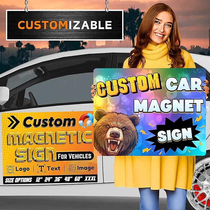 Custom Car Magnet with Your Logo ║ Advertise Your Business Vehicle Magnetic ║ Professionally Printed for Your Car Van Truck ║ Reflective Option Available║ We Print All Made in The USA
