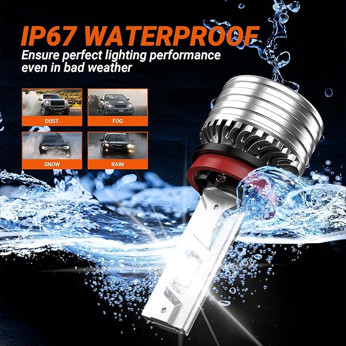 SEALIGHT 9007 HB5 Bulbs, X4I 9007 HB5 Powersport Light with Adjustable Lock Ring, Cooling Fan, 55,000LM Super Bright, Plug and Play, Fog Light, Pack of 2