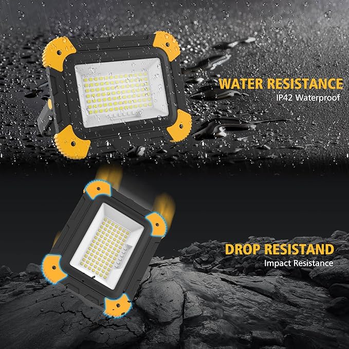 Rechargeable Magnetic Work Light, 40W Portable LED Flood Light Battery Powered, Waterproof Work Lights Cordless Job Site Lighting 180° Rotate for Outdoor Camping Garage Mechanics, Gifts for Men