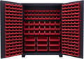Jamco Tool Storage Cabinets with Bin Mounts, Model DE, Includes 230 Bins, 60-Inch W x 24-Inch D x 78-Inch H, Red Bins