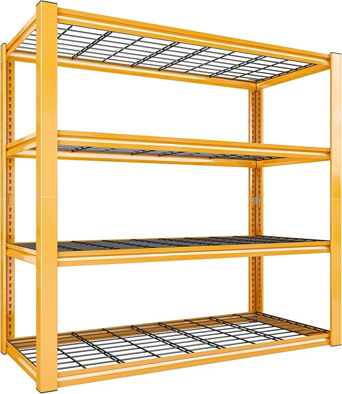 REIBII 40" W Garage Shelving Heavy Duty Metal Shelving 2200LBS Storage Shelves 4 Tier Garage Shelves Adjustable Metal Shelf for Warehouse Basement Pantry Kitchen 40" W x 19.7" D x 59.9" H, Orange