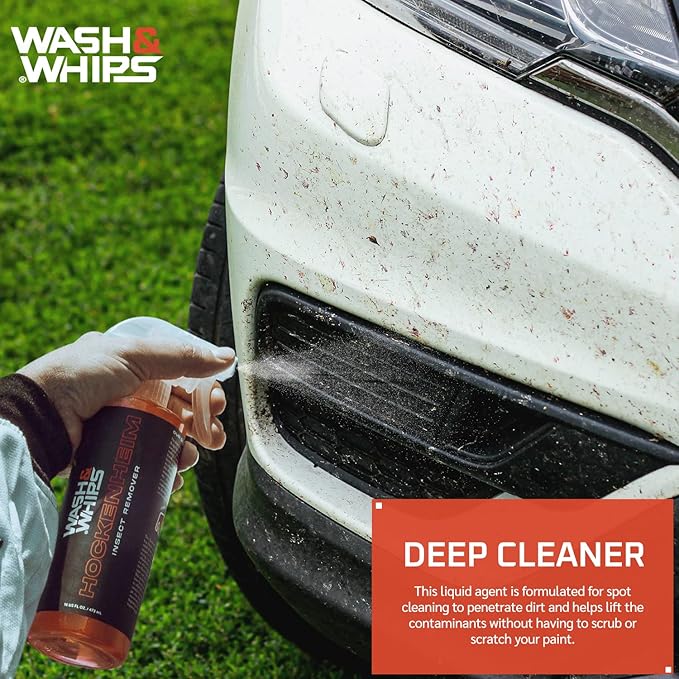 WASH&WHIPS Hockenheim Insect Remover - for Droppings & Grease for Car Detailing, RVs, Trailers, Airplanes Professional Strength Dissolves without Scratching, 16 fl oz (2pk)