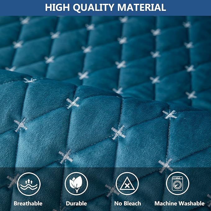 Eismodra Couch Cover,Sectional Couch Covers,Sofa Covers for 3 Cushion Couch,Anti-Slip Sofa Slipcovers for Dogs Cats Kids Loveseat Recliner L Shaped Armrest Backrest,Blue 43''x94''(Only 1 Piece)