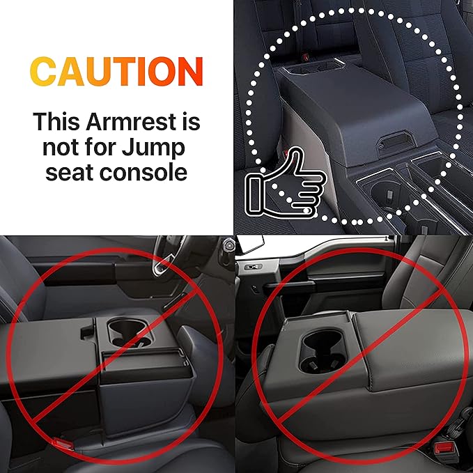 KMMOTORS F150 Center Console Cover, Thick Armrest Cushion, Interior Accessories, Funda para consola de coche, Vegan Leather, Armrest Protector (2015~2020, Full Cover), F150 Accessories