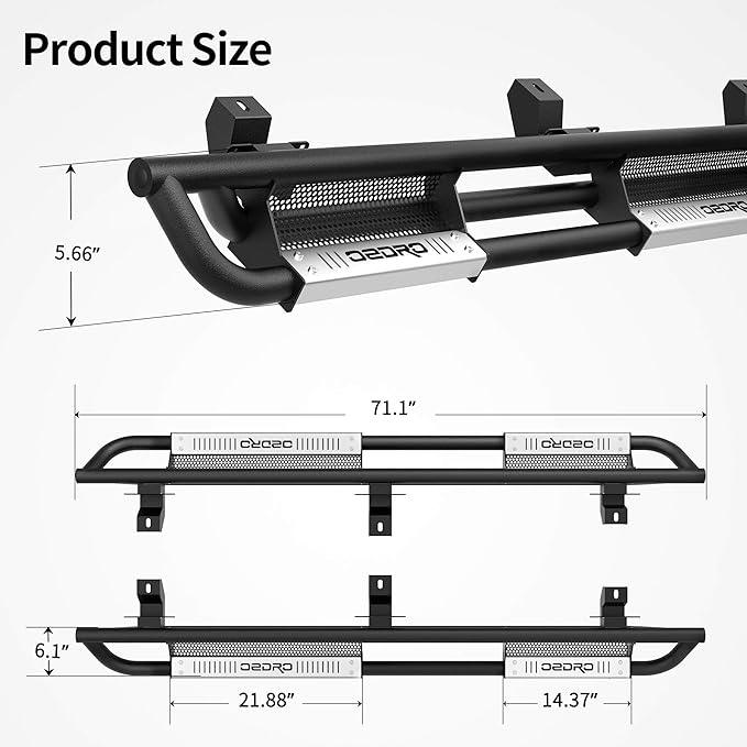 OEDRO 6 inch Running Boards, Drop Side Steps Compatible with 2018-2025 Jeep Wrangler JL & Unlimited 4 Door, Steel Nerf Bar with Silver Paintable Step Plates