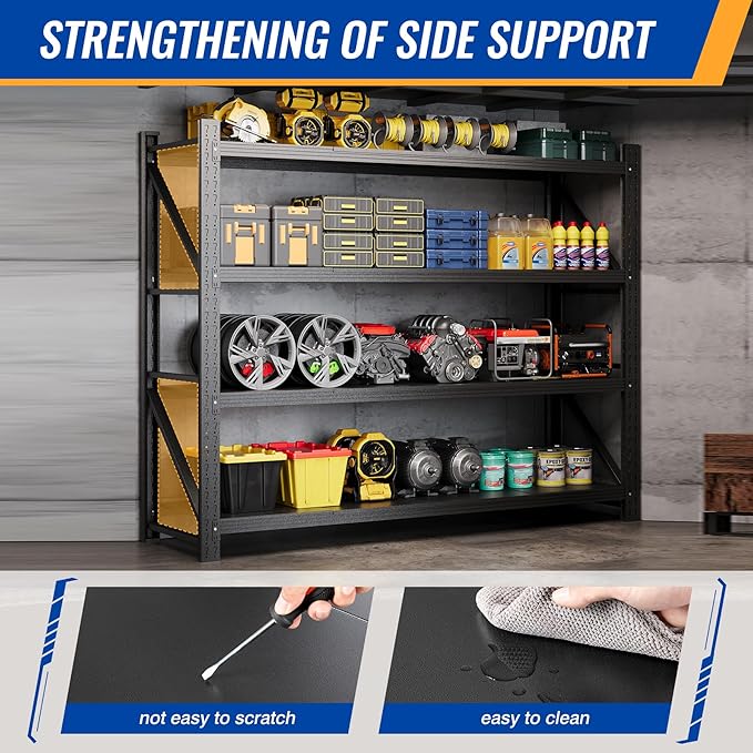 78.8" W Storage Shelves 7000lbs Garage Metal Shelving Heavy Duty Garage Shelves Adjustable Storage Shelves for Industrial, Factory, (78.8" W X 24" D X 78.8" H)