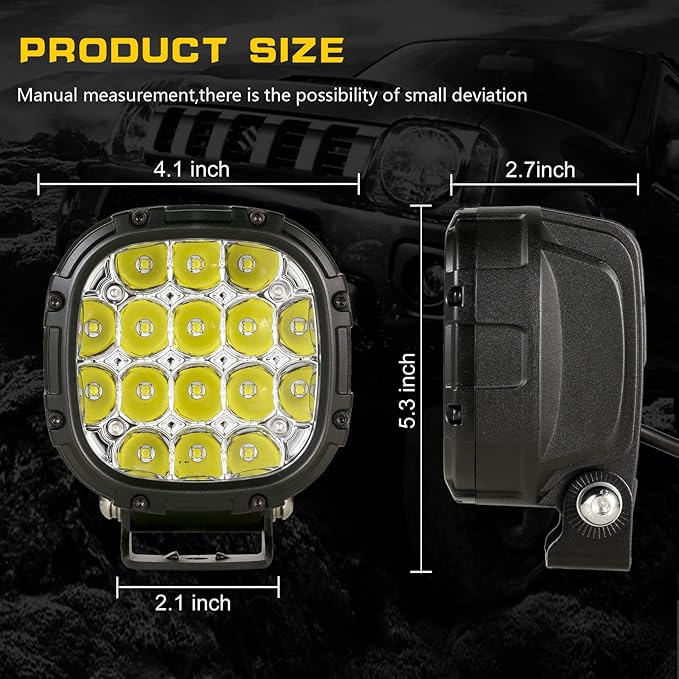 BIGLION.X 4 Inch Round Led Offroad Lights Pair 160W 18800LM Driving Spot Light Pods Super Bright Off Road Fog Lights with Wiring Harness 12V 24V for Pickup Trucks SUV UTV ATV