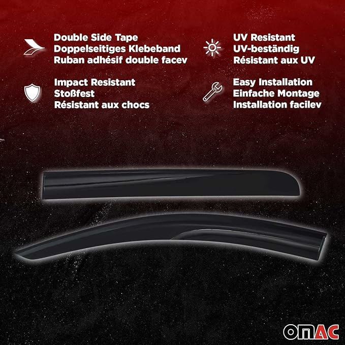 OMAC Window Visor Vent Rain Guard Deflector for Mercedes Metris 2016-2024 Smoke 2X