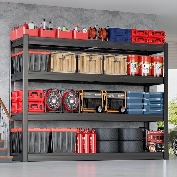 67" Wide Garage Shelving Unit, 30" D Heavy Duty Garage Storage Shelves,3500 LBS Capacity, Industrial Adjustable Shelves for Basement Warehouse