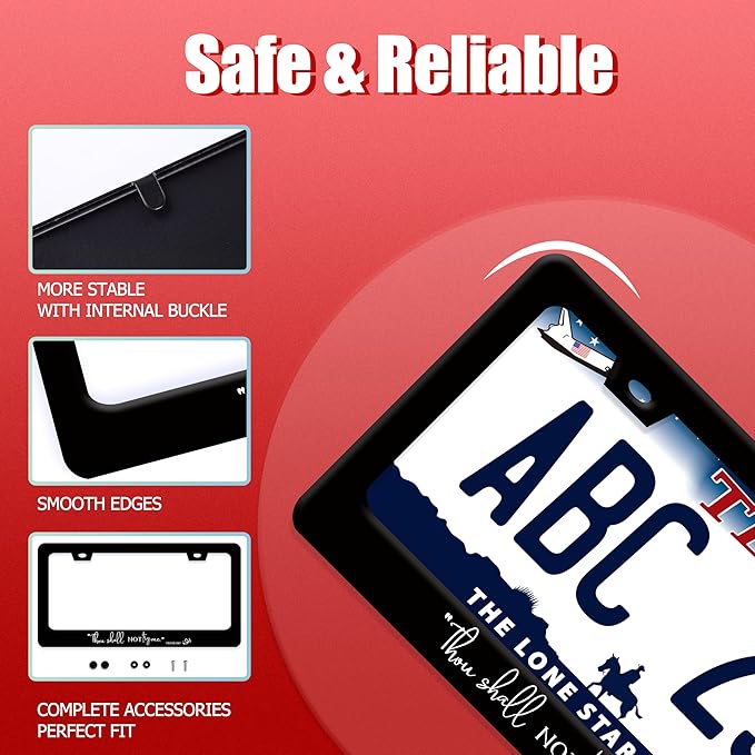 Thou Shall Not Try Me Mood 24:7 License Plate Frame Funny Text License Plate Frames Stainless Steel Accessories Cars Decor with 2 Holes and Screws Fits Standard Us Ca Vehicles Holder 12.2 X 6 Inch