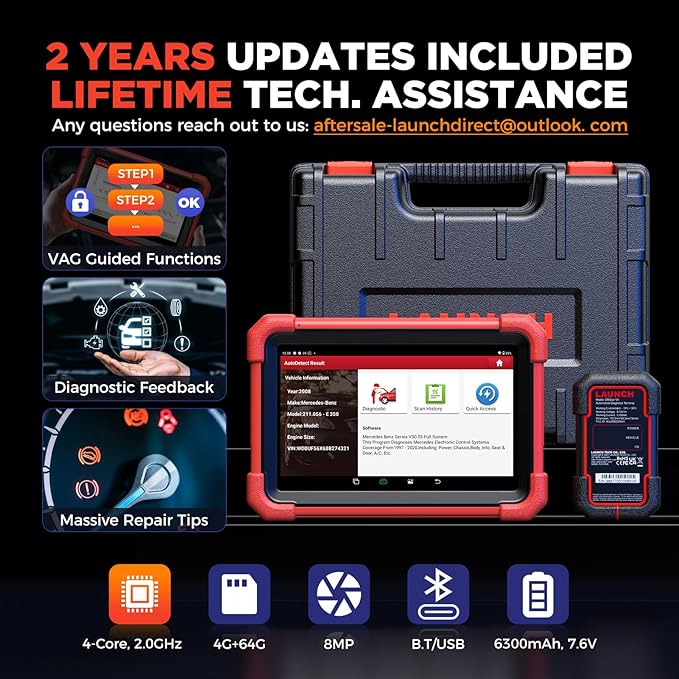 LAUNCH X431 CRP919XBT OBD2 Scanner, 2025 Wireless Bidirectional Scan Tool with DBSCar VII Connector, ECU Coding, FCA AutoAuth, 2-Year Free Update, V.A.G Guide, 35+ Services, All Systems, CANFD