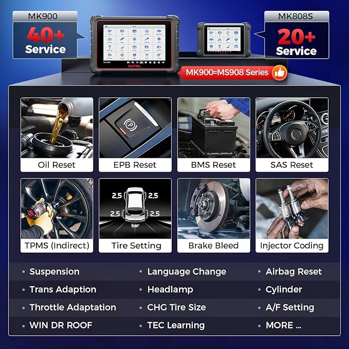 Autel Scanner MaxiCOM MK900: 2025 Same as MK900BT MK900-BT MX900 Bidirectional Diagnostic Tool, 8in Up of MK808S MK808BT Pro MX808S MK808Z, 3K+ Active Tests, 40+ Service, CAN-FD&DOIP, All System, FCA