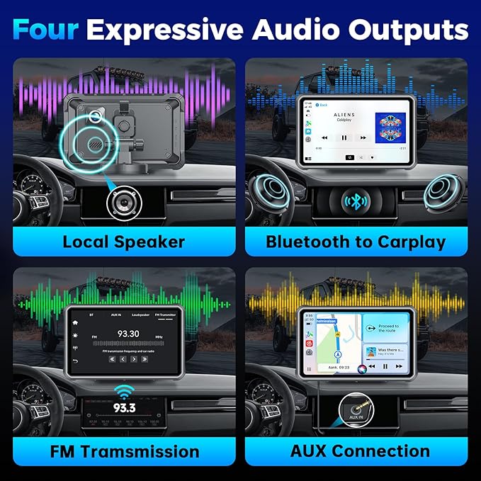 Portable Apple Carplay Screen for Car, 8" Wireless Android Auto Screen with 4K Dash Cam & 1080P Backup Camera, Secure Strong Bracket, Navigation, Bluetooth, Mirror Link, Fits All Vehicles