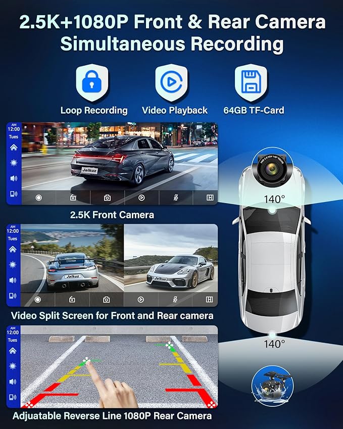 2025 Exclusive 11.26'' Portable Wireless Apple CarPlay Screen for Car & Android Auto Car Stereo, 2.5K Dash Cam 1080P Backup Camera car Audio Receivers/GPS Navigation/Voice Control for All Vehicles