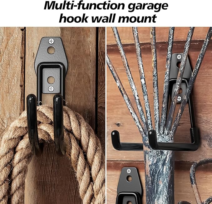 30 Pack Heavy Duty Garage Hooks,Solid Steel Wall Mount Hangers,with Anti-Slip Coating,for Hanging and Organising Ladder,Bike,Ropes,Broom,Garden,Yard and Power Tools