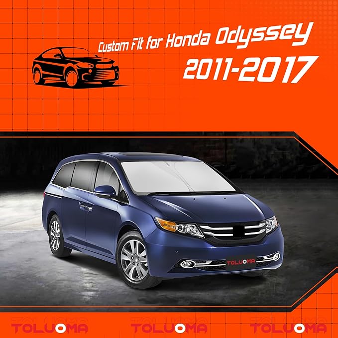 Custom Fit Windshield Sun Shade for Honda Odyssey 2011-2017 - Full Coverage, 210T Reflective Fabric, Double-Layer Design - Blocks 99% UV Rays, Keeps Car Cool, Easy to Install and Store