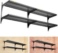 2-Pack×2 Tier 1.3x3ft Garage Shelving Wall Mounted, 800 lbs Load Capacity，15.6x36inch per Shelf Height Cassette Adjustable Floating Shelves（Total 4pcs）(Black)