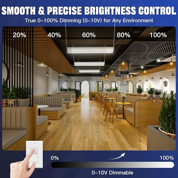 JTT LED Linear Shop Lights 200/150/100W,30000LM 360° Adjustable Led High Bay Lights 4/5000K Daylight 120-277V, Led Garage Light for Shop Workshop Store Commercial Supermarket Warehouse Basement,4-Pack