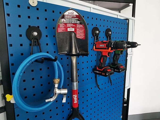 ULIBERMAGNET Magnetic Power Tool Organizer,Cordless Drill Garage Hook Heavy Duty,Large & Strong Manget with Hooks for Garage,Workshop Organization,2 Pack Hooks for Drill,Garden Tool(Orange)