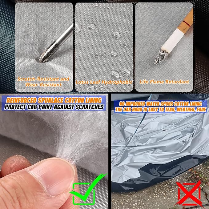 Breathable New Material, Waterproof Car Cover, Locks and Zipper Doors, Sunscreen Waterproof UV Prevention Snowproof Wind and Windproof,Suitable for Indoor Outdoor,for Sedan (178" to 189") B2