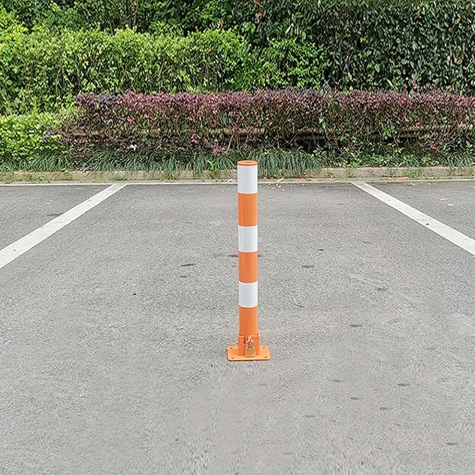 Steel Safety Bollard Post, Traffic Safety Bollard, Lockable Parking Pole, Foldable Parking Barrier, for Home, Garage