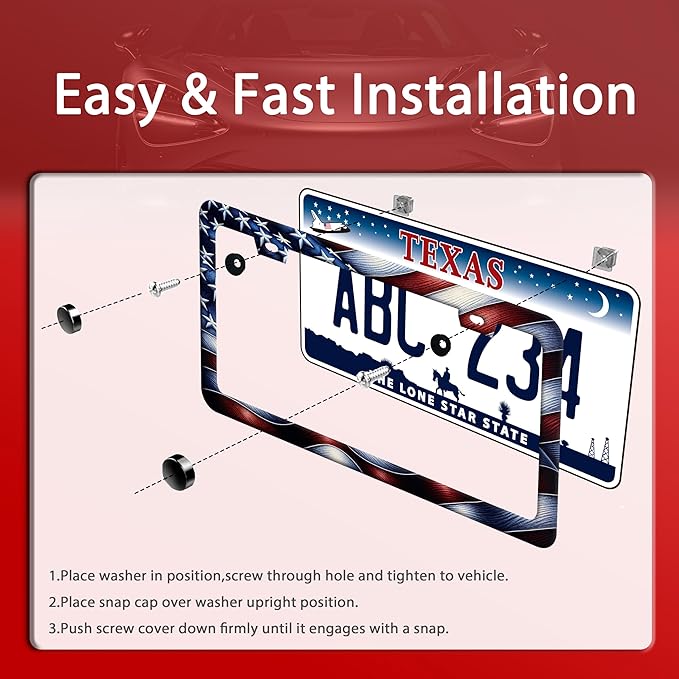Vintage American Flag License Plate Frame Patriotic License Plate Holder Cars Decoration Funny Auto Accessories for Men Women 6x12 Inch