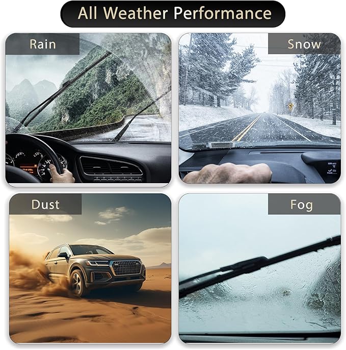 Windshield Wipers, 24" + 17" Wiper Blades, Compatible with Chevrolet Equinox 2017-2010, Ford Kuga 2011-2008, GMC Terrain 2017-2010 Windshield Wiper Blades, Double Service Life (Set of 4)