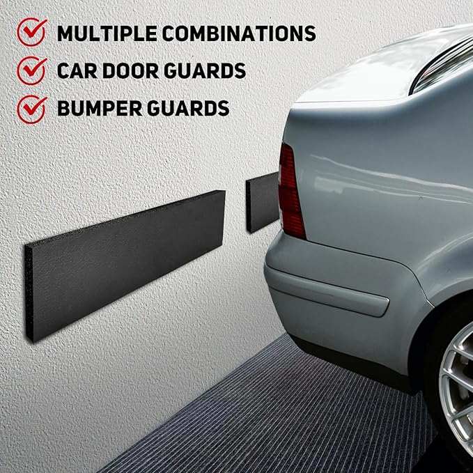 ROBLOCK 4 PCS Garage Wall Protector 17.5x4 inch, Self Adhesive Garage Wall Protector for Car Doors, Durable Foam Padding Wall Guard, Waterproof Car Door Protector, Easy Setup Wall Bumper Guards