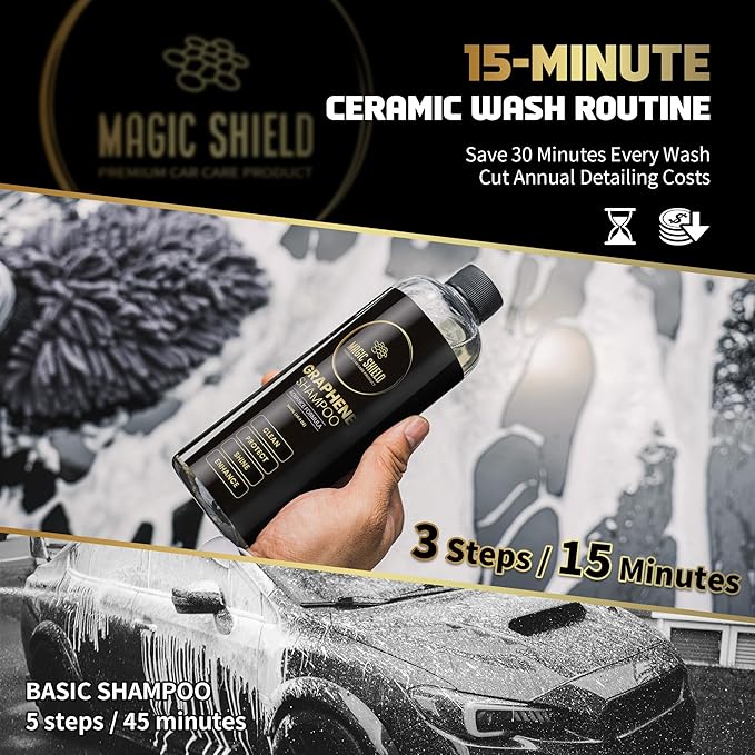Graphene Shampoo – pH Neutral Car Wash | Advanced Hydrophobic & SiO2 Protection | Deep Cleans & Enhances Shine | Safe for Ceramic Coatings & All Paint Types – 16oz